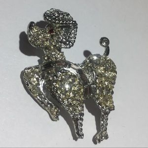 Vintage Jewelry - Vintage silver rhinestone poodle dog brooch pin Vintage Jewelry - Vintage silver rhinestone poodle dog brooch pin